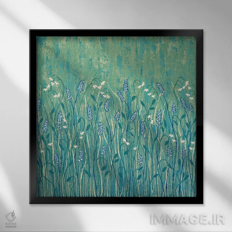 تابلو مدرن گل های وحشی فراوان اثر لیزا فرانسیس جاد - نمای قابدار مشکی