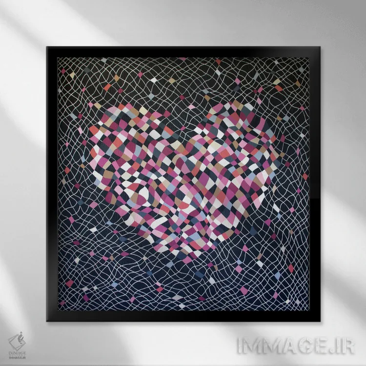 تابلو انتزاعی قلب شکننده اثر لیزا فرانسیس جاد - نمای قابدار مشکی
