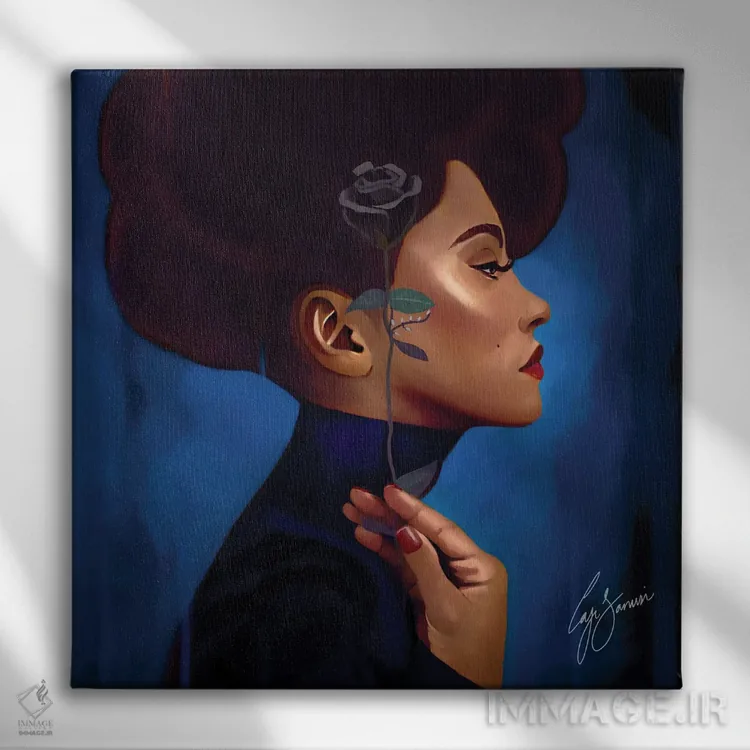 تابلو دکوراتیو رز سیاه اثر لاژی سنوسی - نمای روبهرو روی دیوار