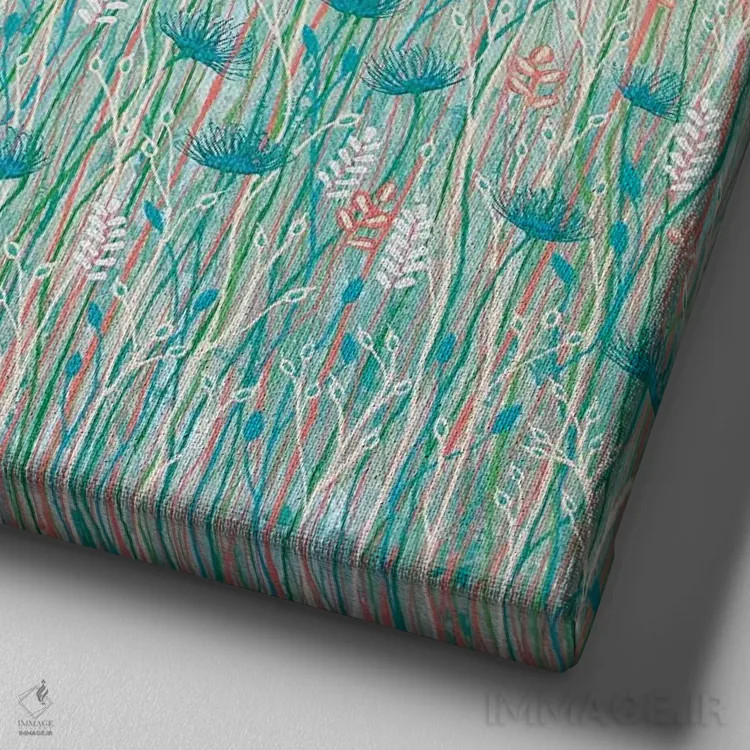 تابلو مدرن گل وحشی با رنگ های پاستلی اثر لیزا فرانسیس جاد - نمای نزدیک بافت بوم