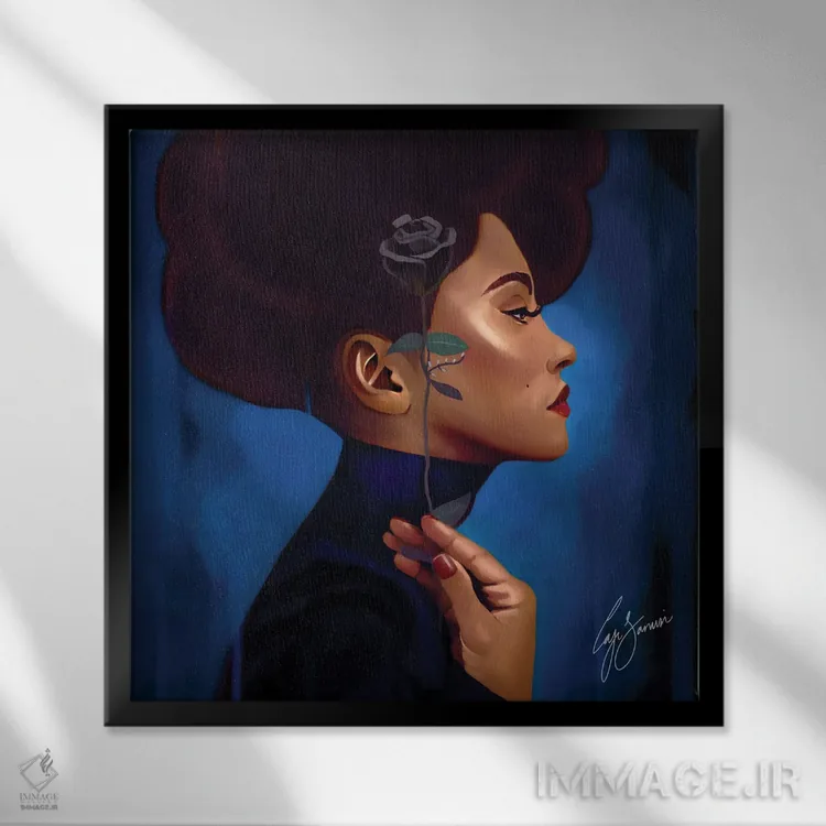 تابلو دکوراتیو رز سیاه اثر لاژی سنوسی - نمای قابدار مشکی