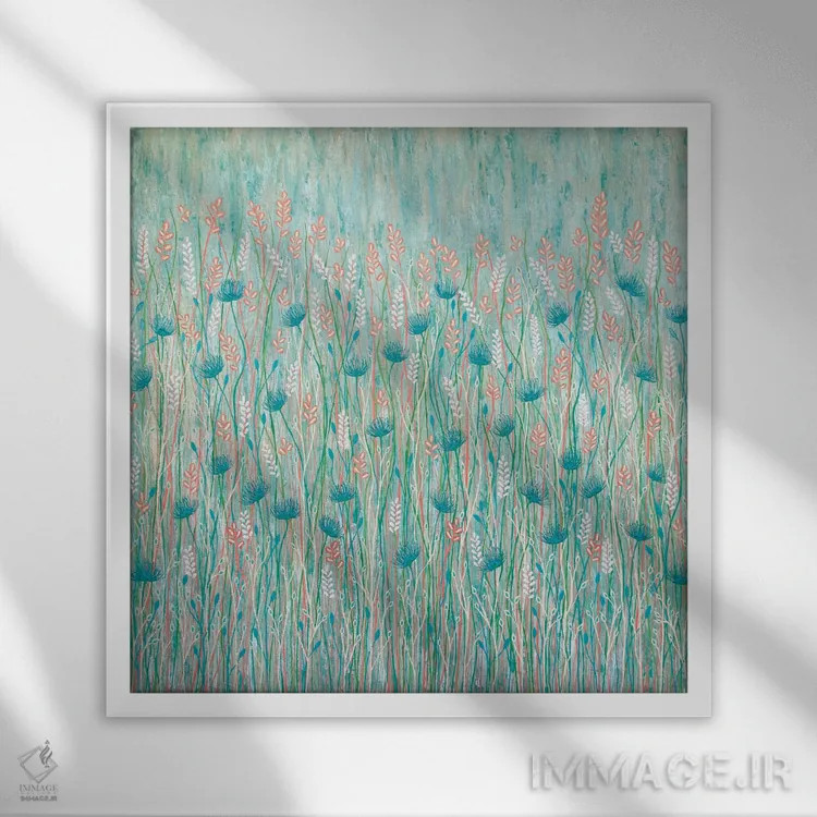 تابلو مدرن گل وحشی با رنگ های پاستلی اثر لیزا فرانسیس جاد - نمای قابدار سفید