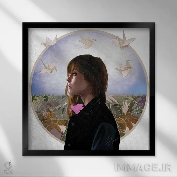 تابلو دکوراتیو پیش از پروازت اثر لاژی سنوسی - نمای قابدار مشکی