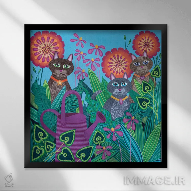 تابلو دکوراتیو آب پاش بنفش اثر لیزا فرانسیس جاد - نمای قابدار مشکی