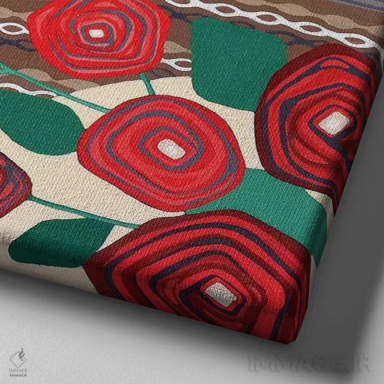 تابلو مدرن رزها سرخ اند اثر لیزا فرانسیس جاد - نمای نزدیک بافت بوم