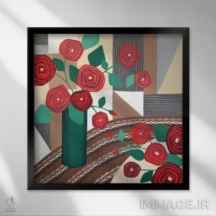 تابلو مدرن رزها سرخ اند اثر لیزا فرانسیس جاد - نمای قابدار مشکی