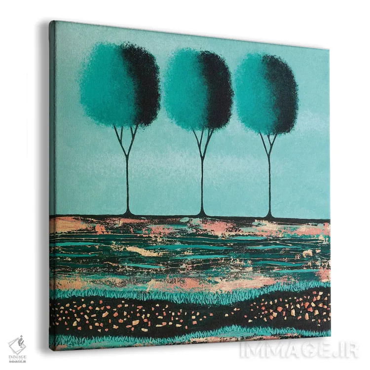 تابلو مدرن درختان سبز آبی اثر لیزا فرانسیس جاد - نمای پرسپکتیو محصول