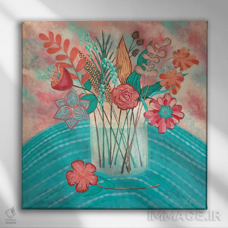 تابلو مدرن شکوفه های لطیف اثر لیزا فرانسیس جاد - نمای روبهرو روی دیوار