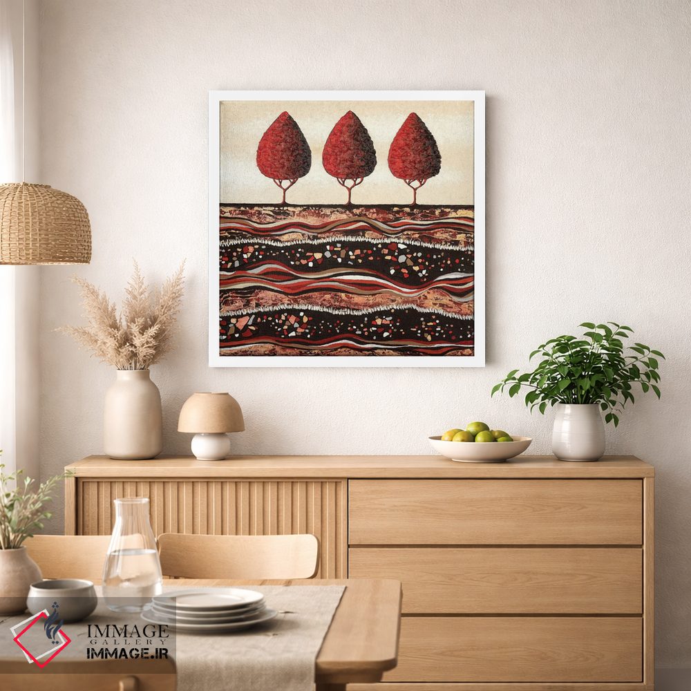 تابلو مدرن درختان قرمز اثر لیزا فرانسیس جاد - D1W