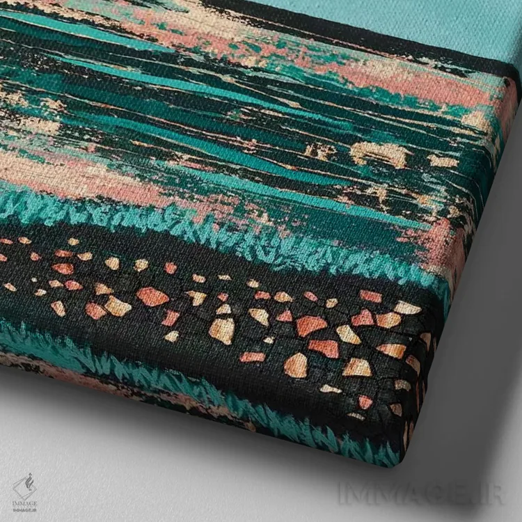 تابلو مدرن درختان سبز آبی اثر لیزا فرانسیس جاد - نمای نزدیک بافت بوم