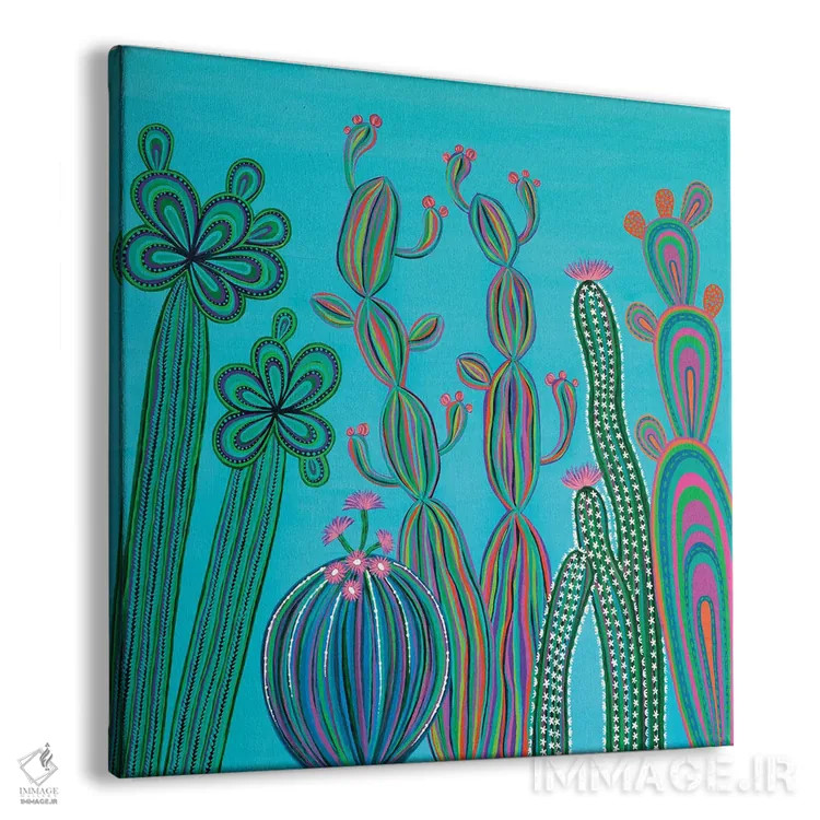 تابلو دکوراتیو مهمانی کاکتوس شماره ۳ اثر لیزا فرانسیس جاد - نمای پرسپکتیو محصول