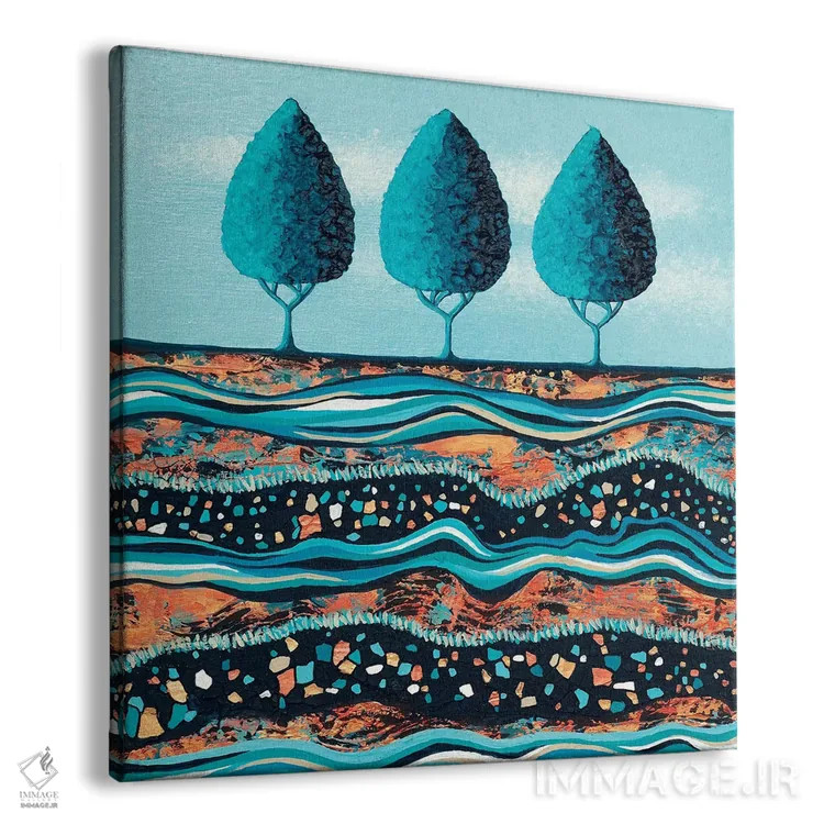 تابلو انتزاعی درختان به رنگ آب و نور اثر لیزا فرانسیس جاد - نمای پرسپکتیو محصول