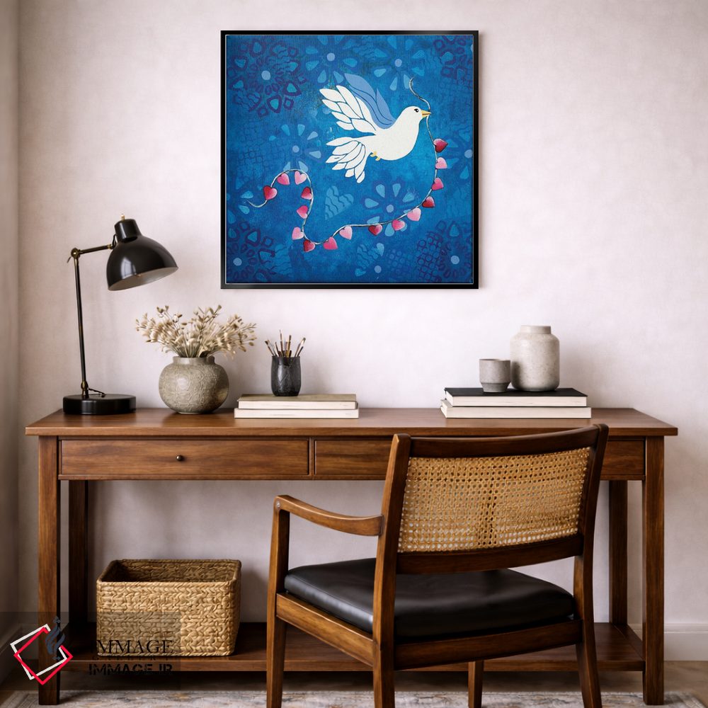 تابلو مدرن پرنده صلح اثر لیزا فرانسیس جاد - D6B