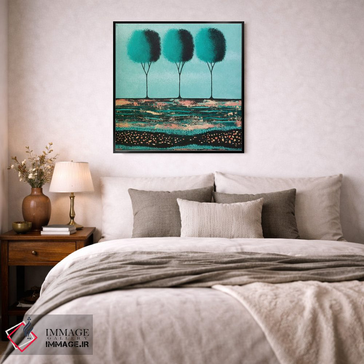 تابلو مدرن درختان سبز آبی اثر لیزا فرانسیس جاد - D3B