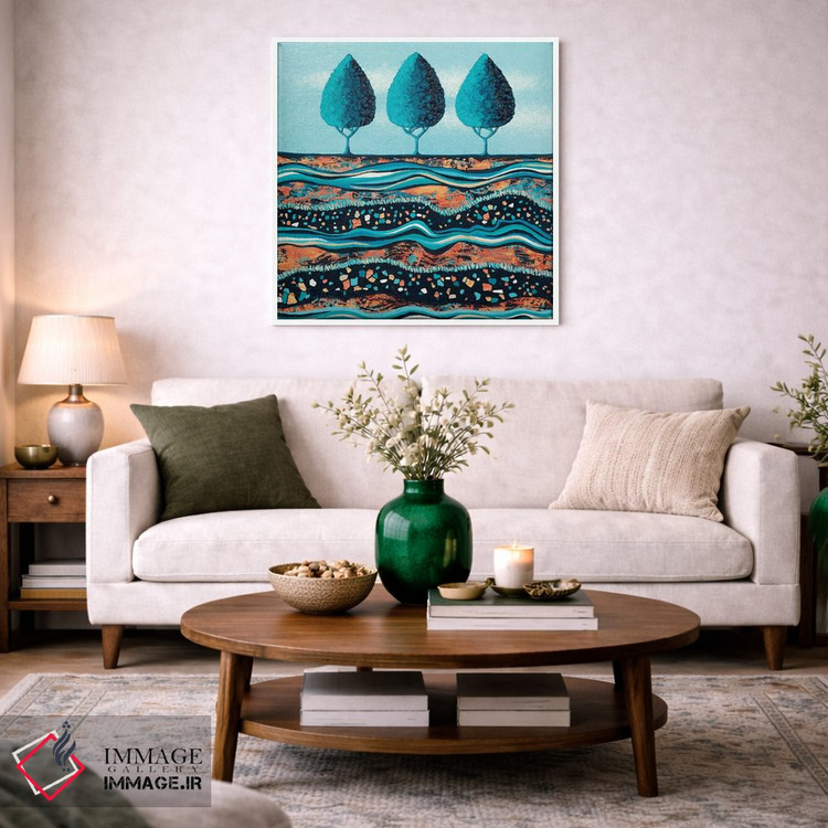 تابلو انتزاعی درختان به رنگ آب و نور اثر لیزا فرانسیس جاد - D1W