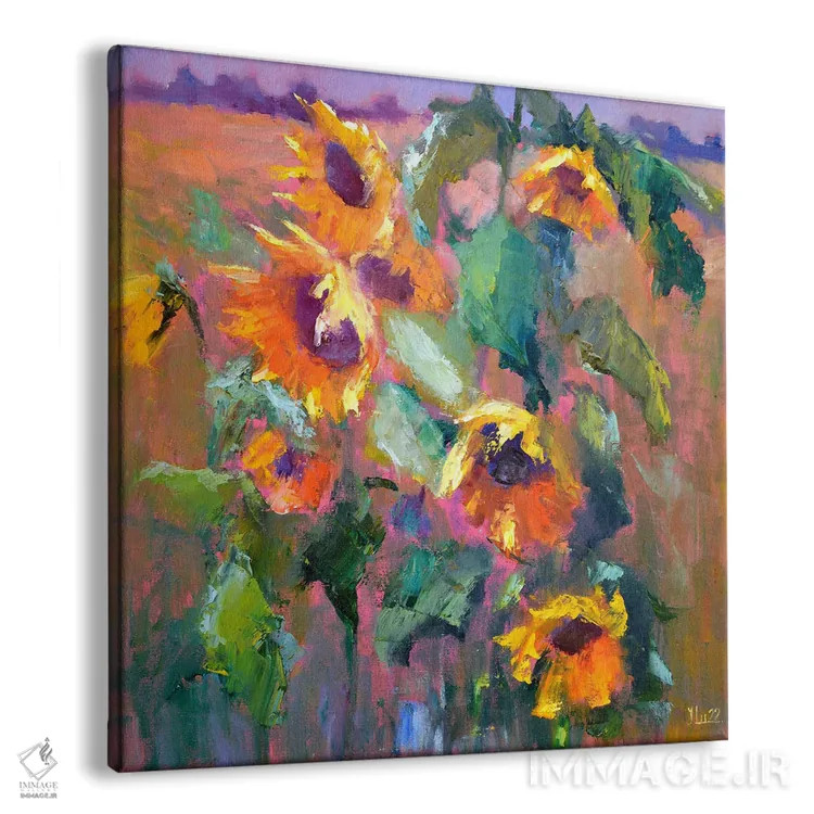 تابلو دکوراتیو بیان با گل های آفتابگردان اثر النا لوکینا - نمای پرسپکتیو محصول