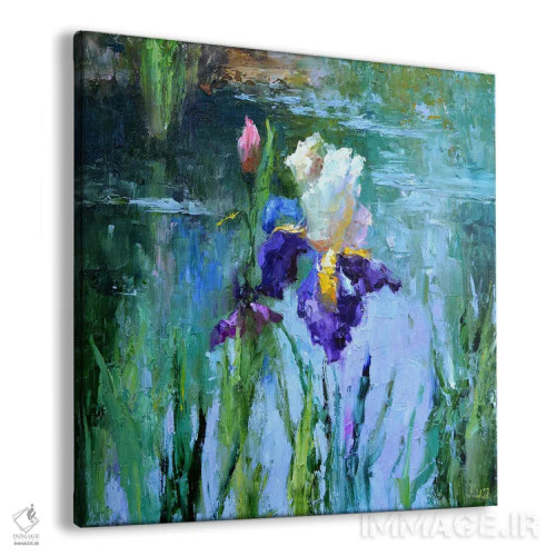 تابلو دکوراتیو زنبق کنار برکه اثر النا لوکینا - نمای پرسپکتیو محصول
