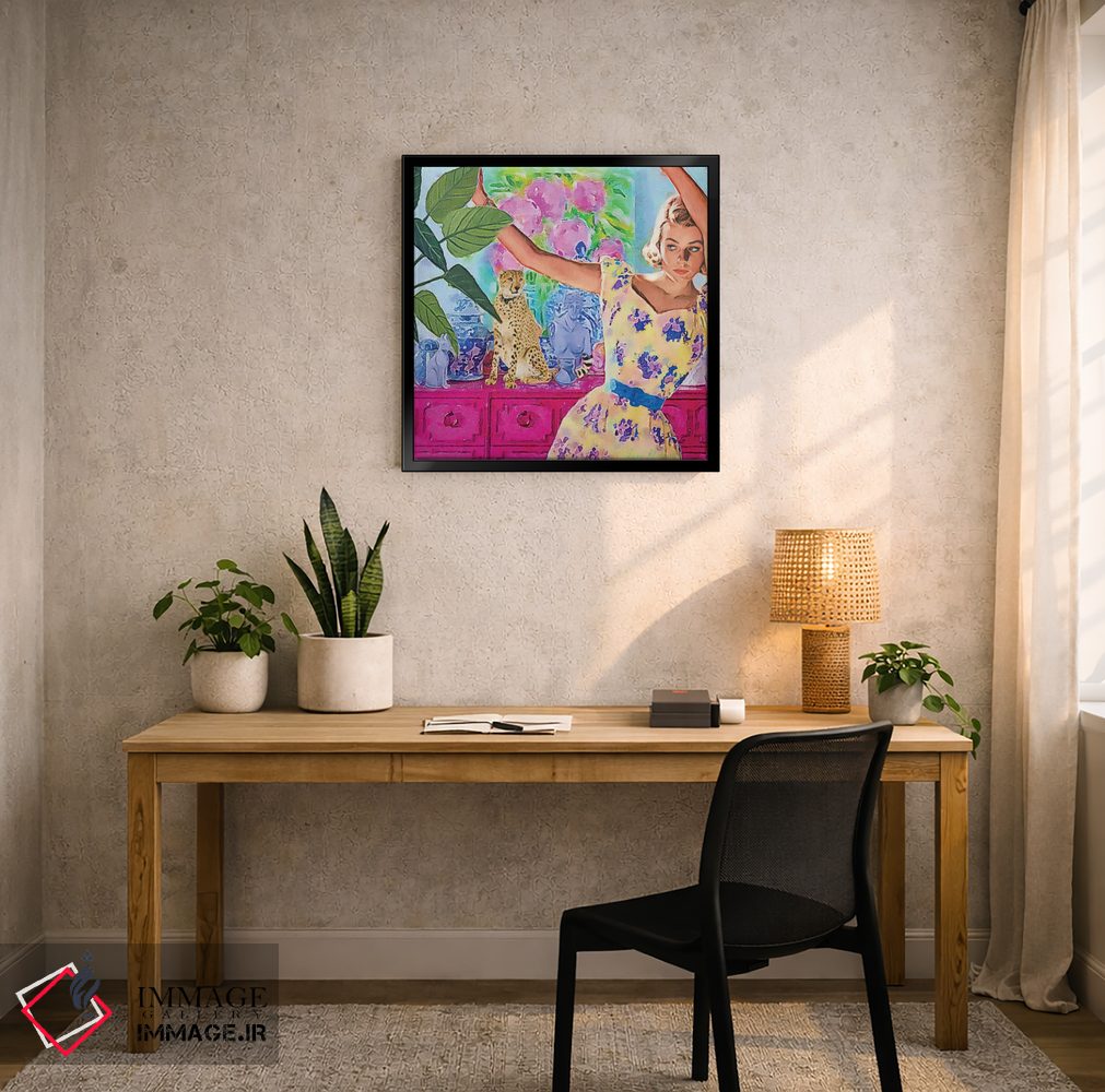 تابلو دکوراتیو پیراهن زرد با گل های اسطوخودوس اثر لوسی کلیمنکو - D4B