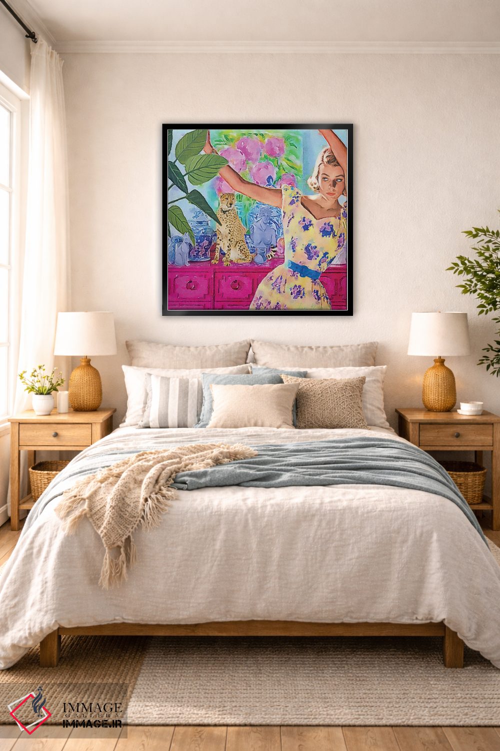 تابلو دکوراتیو پیراهن زرد با گل های اسطوخودوس اثر لوسی کلیمنکو - D6B