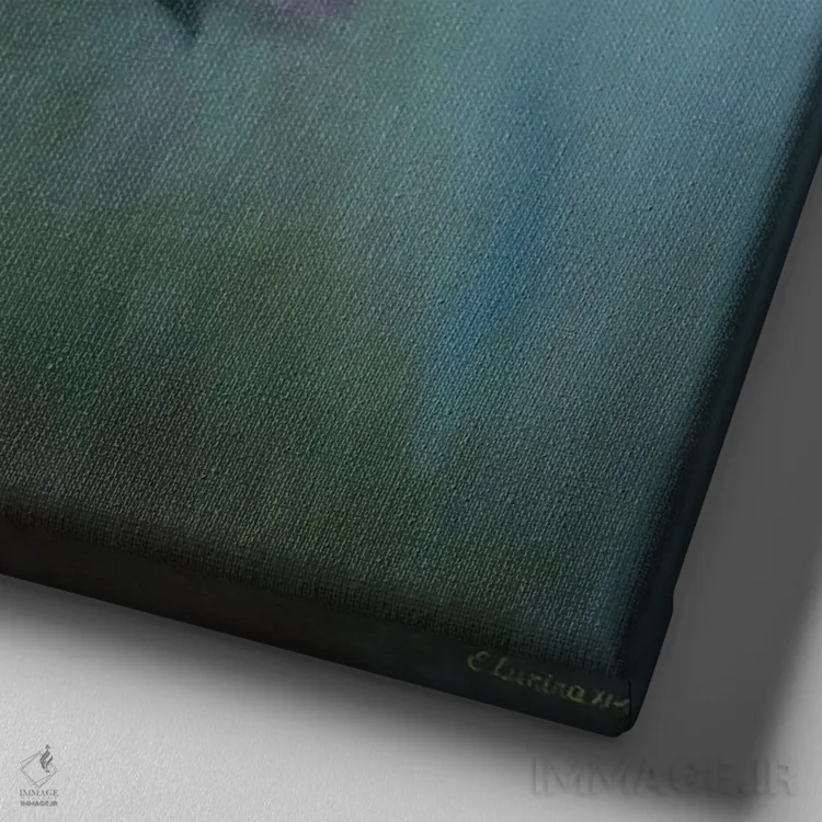 تابلو دکوراتیو طبیعت بی جان با دسته گل رز اثر النا لوکینا - نمای نزدیک بافت بوم