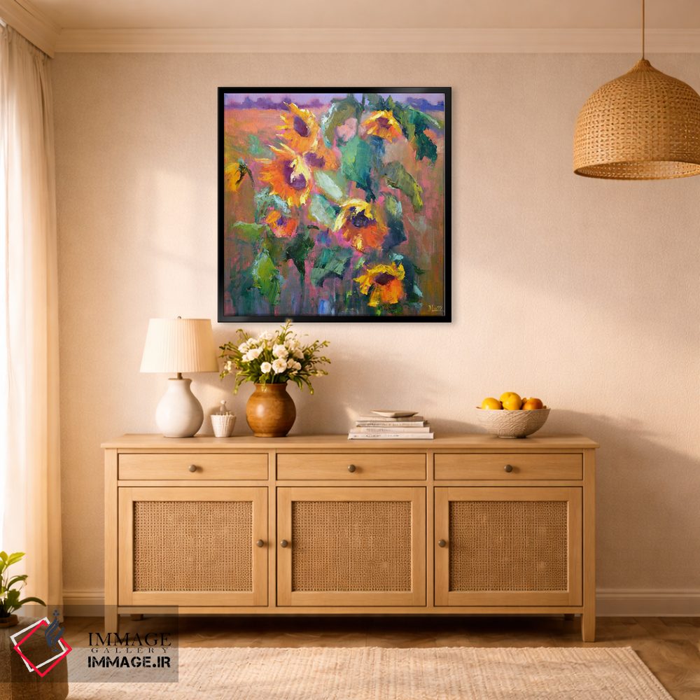 تابلو دکوراتیو بیان با گل های آفتابگردان اثر النا لوکینا - D2B