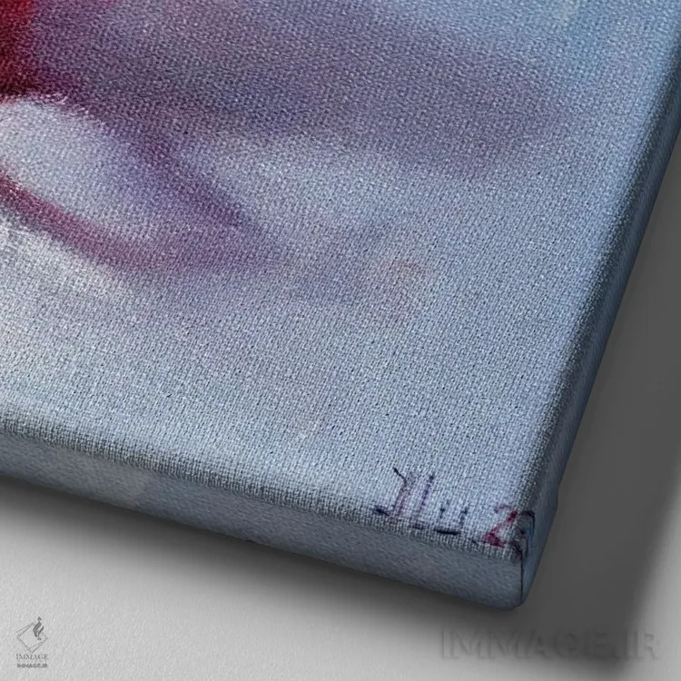 تابلو دکوراتیو قرمز و قرمز اثر النا لوکینا - نمای نزدیک بافت بوم