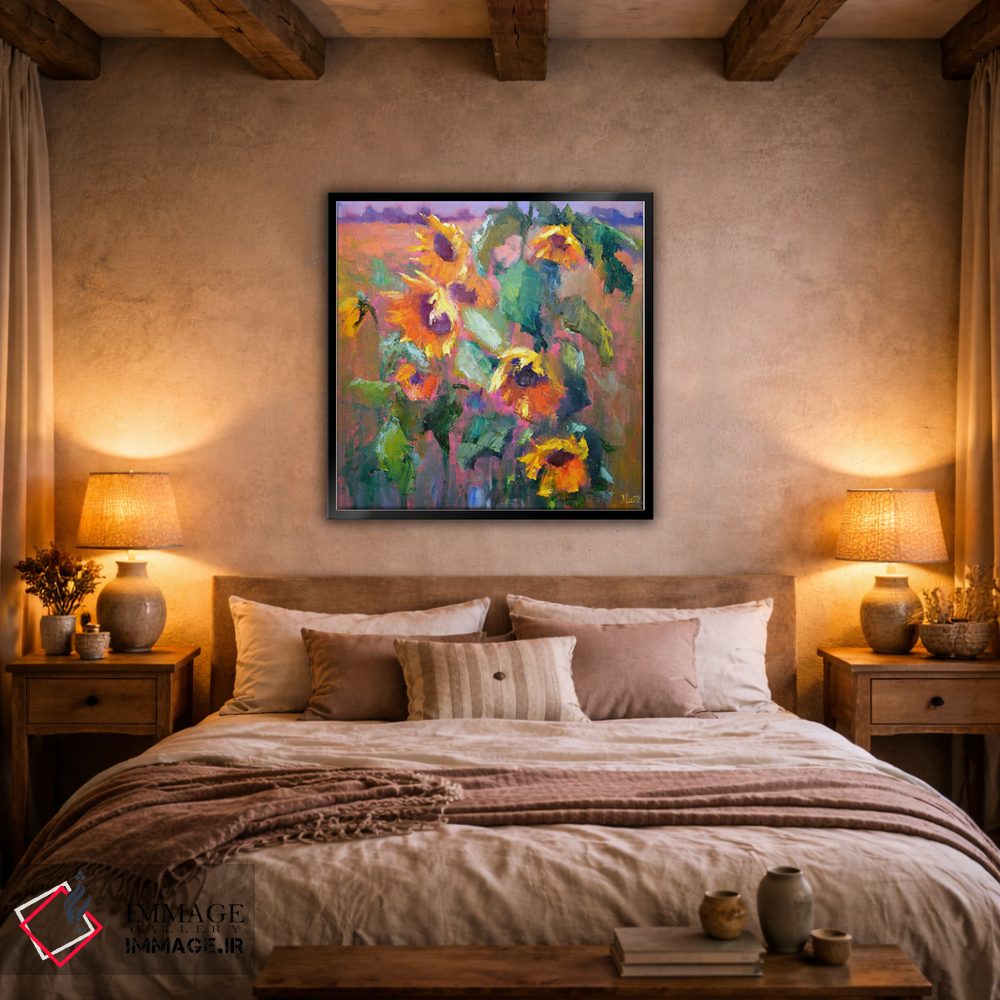 تابلو دکوراتیو بیان با گل های آفتابگردان اثر النا لوکینا - D3B