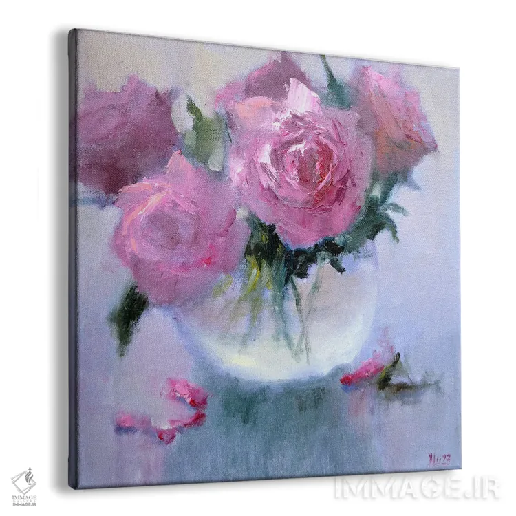 تابلو دکوراتیو دسته گل صورتی اثر النا لوکینا - نمای پرسپکتیو محصول