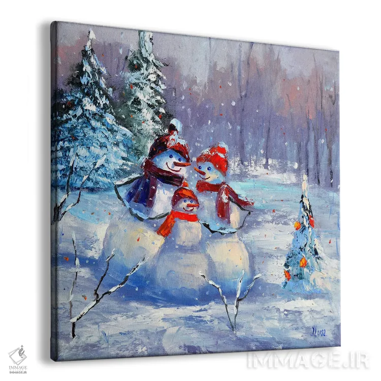 تابلو دکوراتیو خانواده آدم برفی اثر النا لوکینا - نمای پرسپکتیو محصول