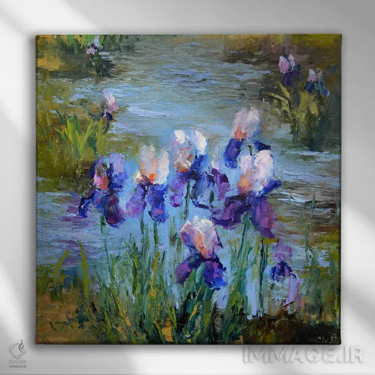 تابلو دکوراتیو زنبق های زیبا اثر النا لوکینا - نمای روبهرو روی دیوار