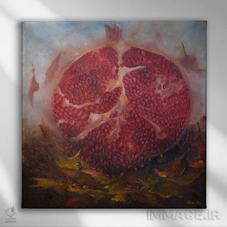 تابلو دکوراتیو انار اثر النا لوکینا - نمای روبهرو روی دیوار