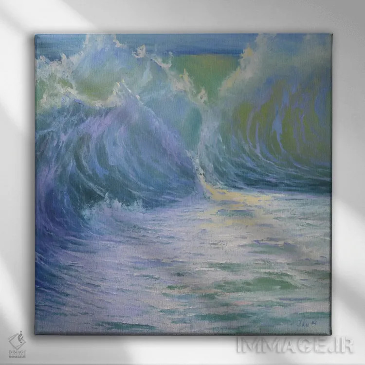 تابلو دکوراتیو امواج آبشاری کارائیب اثر النا لوکینا - نمای روبهرو روی دیوار
