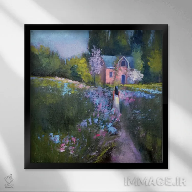 تابلو دکوراتیو باغ زیبا اثر النا لوکینا - نمای قابدار مشکی