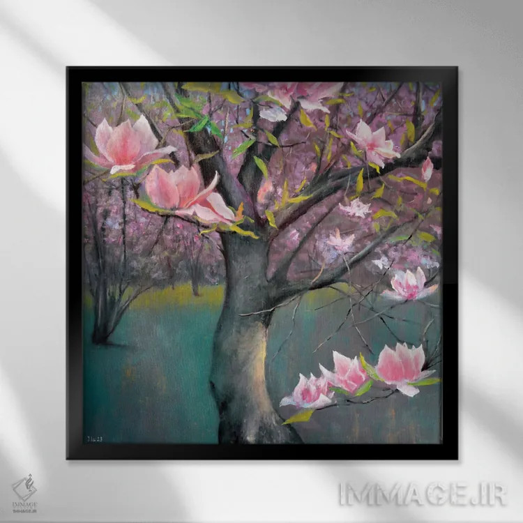 تابلو دکوراتیو درخت زندگی اثر النا لوکینا - نمای قابدار مشکی