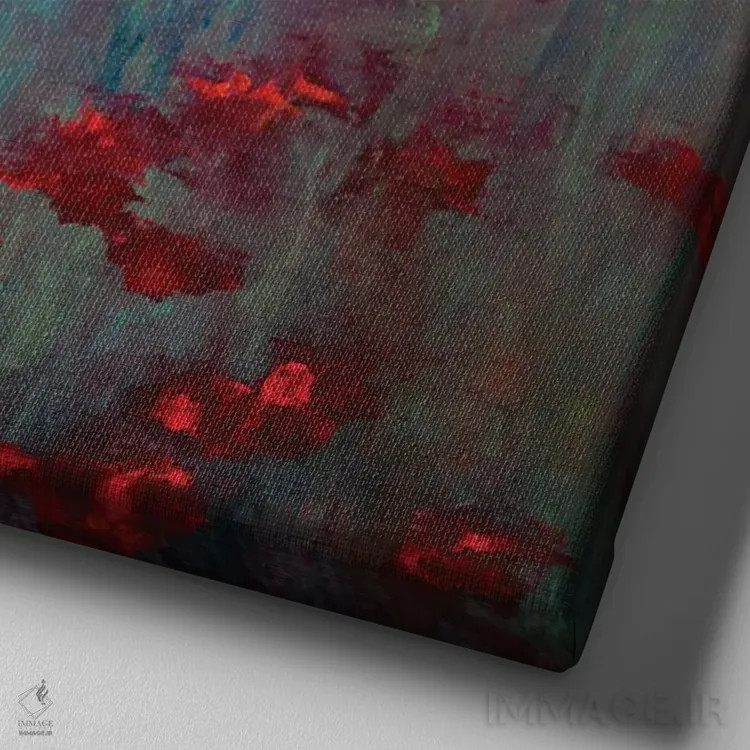 تابلو دکوراتیو شقایق های بهاری اثر النا لوکینا - نمای نزدیک بافت بوم