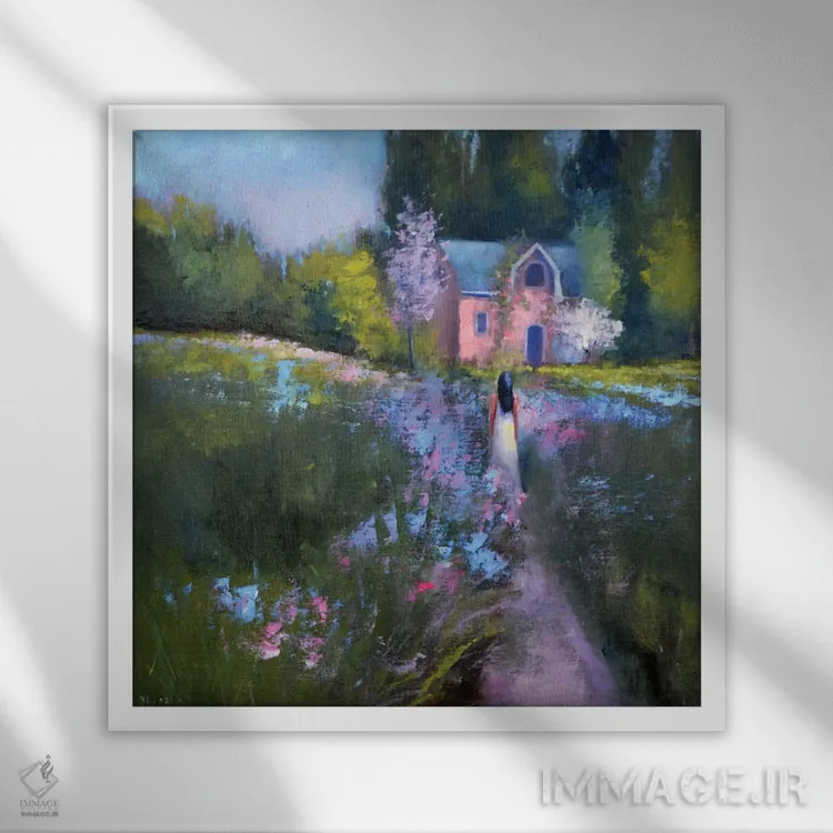 تابلو دکوراتیو باغ زیبا اثر النا لوکینا - نمای قابدار سفید