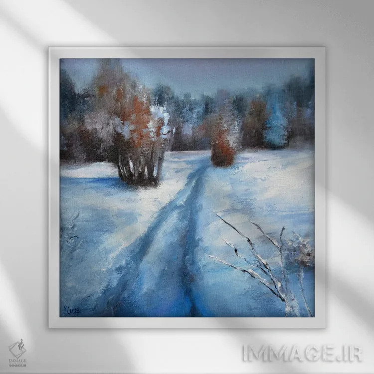 تابلو دکوراتیو مسیر برفی اثر النا لوکینا - نمای قابدار سفید