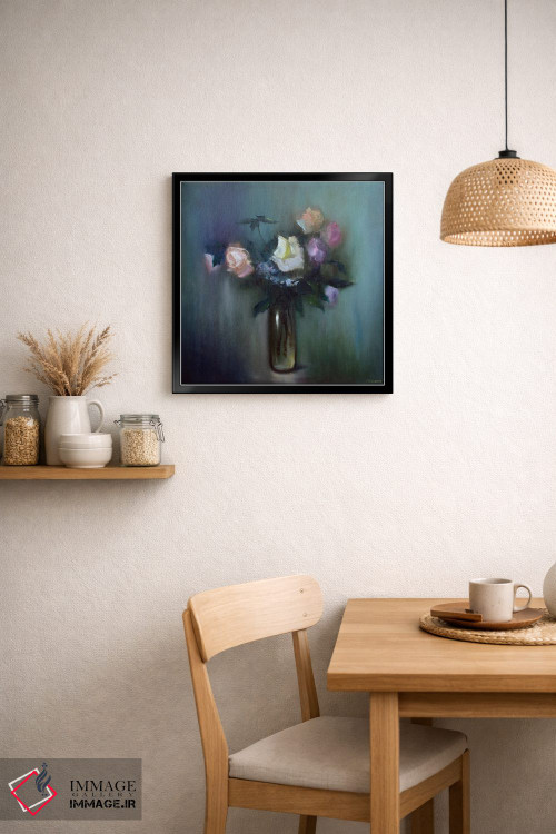 تابلو دکوراتیو طبیعت بی جان با دسته گل رز اثر النا لوکینا - D3B
