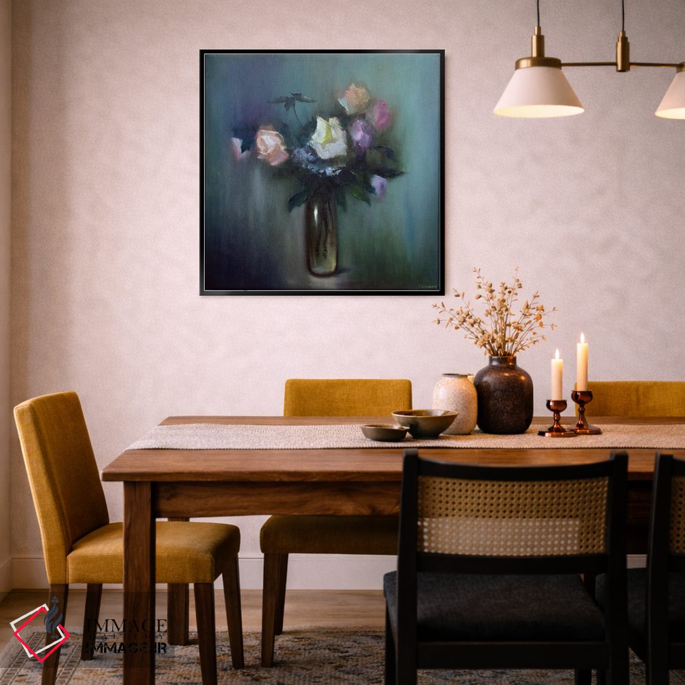 تابلو دکوراتیو طبیعت بی جان با دسته گل رز اثر النا لوکینا - D6B