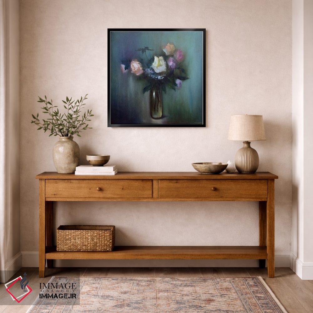 تابلو دکوراتیو طبیعت بی جان با دسته گل رز اثر النا لوکینا - D5B