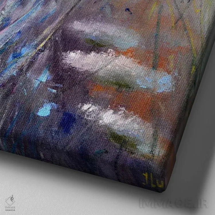 تابلو دکوراتیو گل های وحشی اثر النا لوکینا - نمای نزدیک بافت بوم