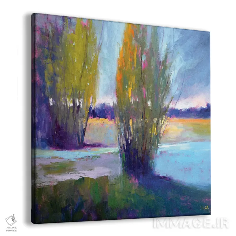 تابلو دکوراتیو رنگ های غروب کنار رودخانه اثر النا لوکینا - نمای پرسپکتیو محصول