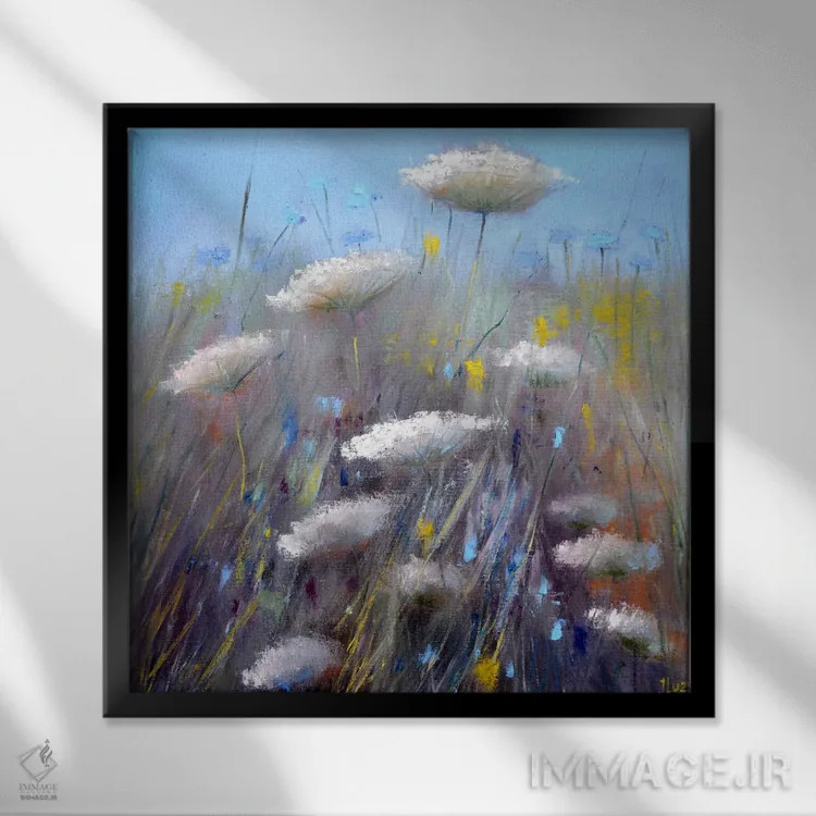تابلو دکوراتیو گل های وحشی اثر النا لوکینا - نمای قابدار مشکی