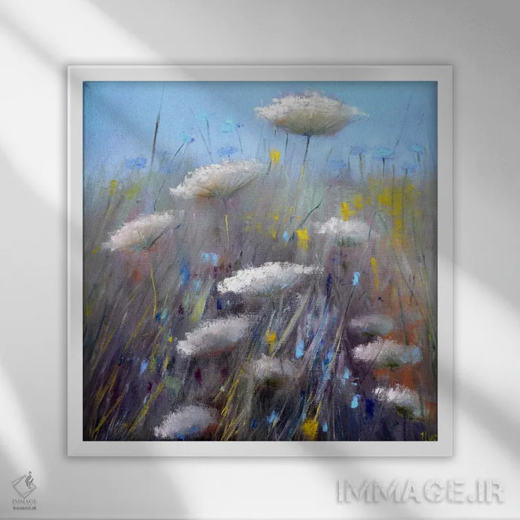 تابلو دکوراتیو گل های وحشی اثر النا لوکینا - نمای قابدار سفید