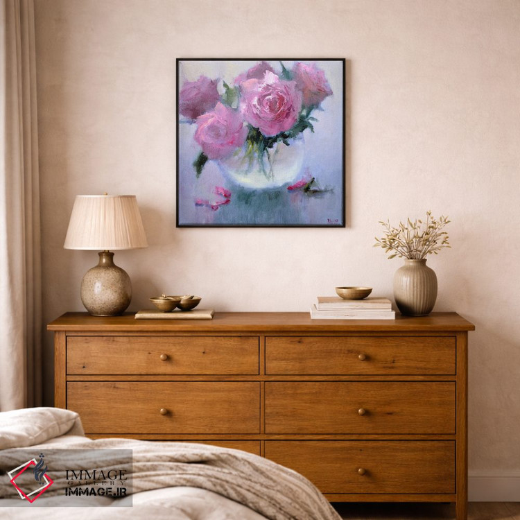 تابلو دکوراتیو دسته گل صورتی اثر النا لوکینا - D1B