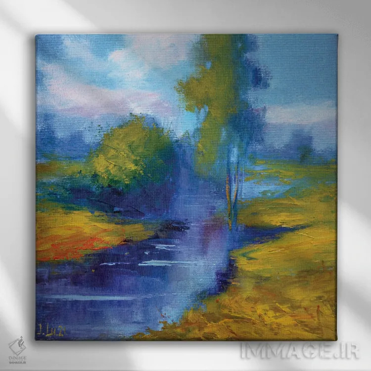 تابلو دکوراتیو چشم انداز روستایی اثر النا لوکینا - نمای روبهرو روی دیوار