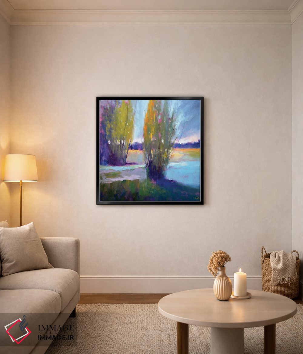 تابلو دکوراتیو رنگ های غروب کنار رودخانه اثر النا لوکینا - D4B