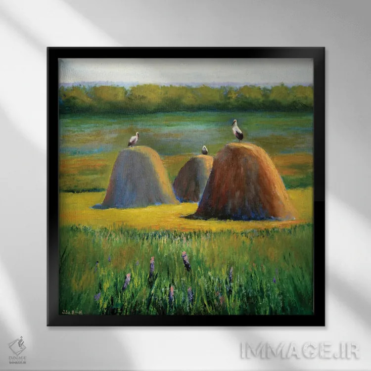 تابلو دکوراتیو ملودی مزرعه اثر النا لوکینا - نمای قابدار مشکی