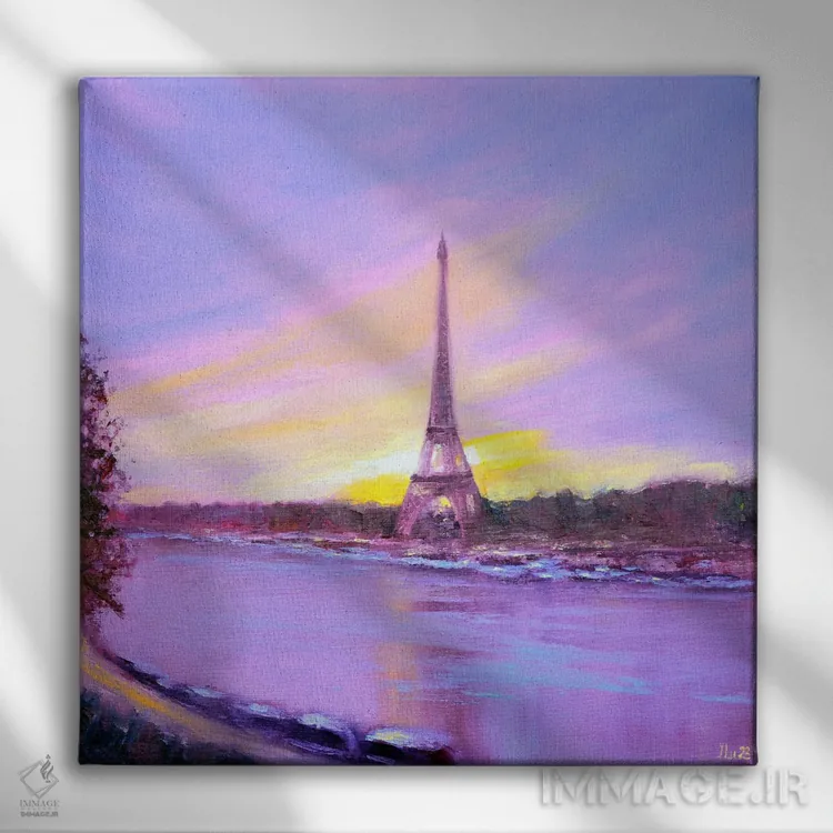 تابلو دکوراتیو سپیده دم در پاریس اثر النا لوکینا - نمای روبهرو روی دیوار