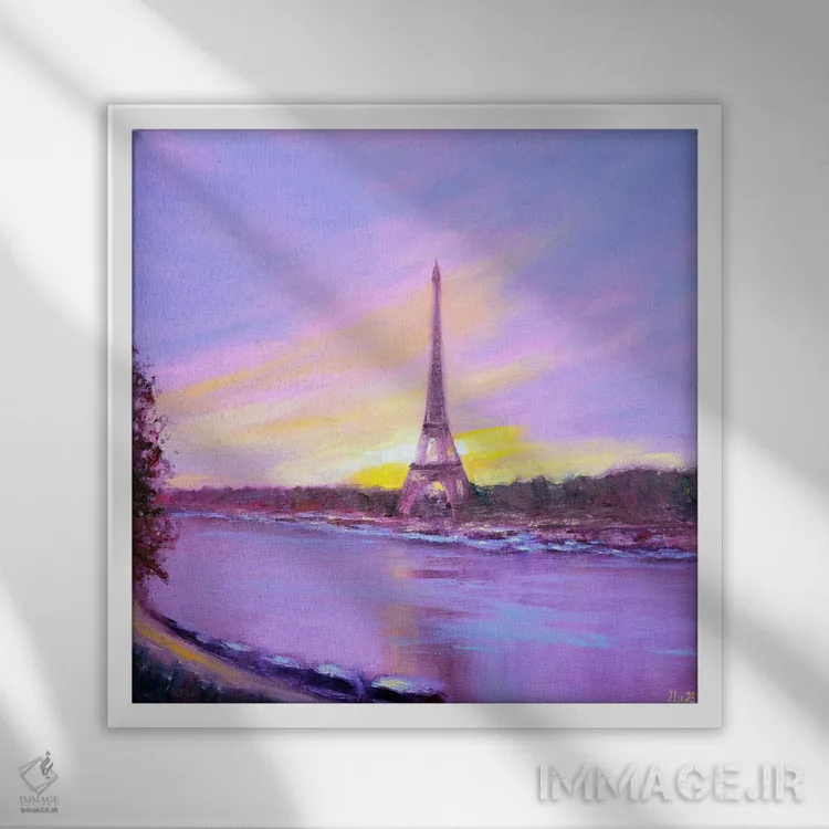 تابلو دکوراتیو سپیده دم در پاریس اثر النا لوکینا - نمای قابدار سفید